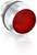 Czerwony metalowy przycisk, lekko wystający. Często stosowany w urządzeniach lub maszynach do sterowania lub jako sygnał alarmowy.