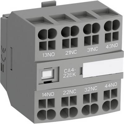 Szare elektyczne przekaźniki w stylu przemysłowym z wieloma ponumerowanymi gniazdami i małym przełącznikiem po lewej stronie.