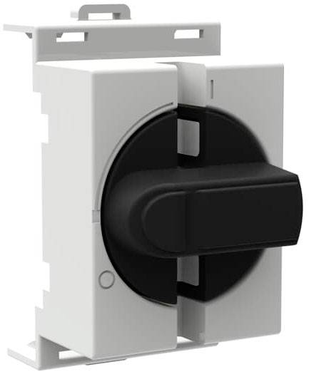 Czarny przełącznik obrotowy na białej obudowie, prawdopodobnie część elektrycznego systemu sterowania.