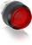 Czerwony przycisk bezpieczeństwa, okrągły, z czarną obwódką.