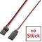 Dwa czarne adaptery wtykowe z trzema przewodami w kolorach czerwonym, czarnym i białym. Tekst w czerwonym polu: '10 sztuk'.
