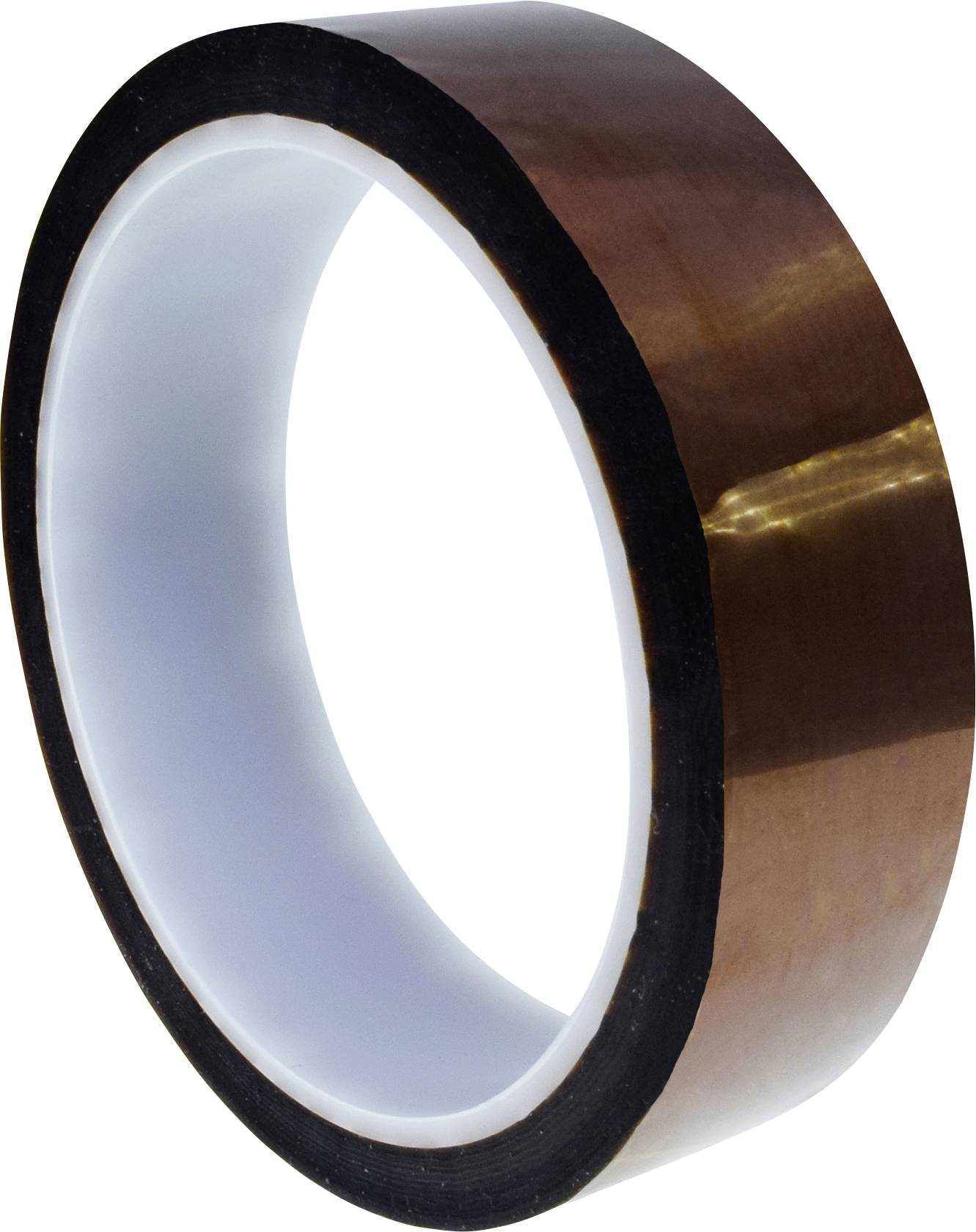 Rolka brązowej taśmy klejącej z białym pierścieniem wewnętrznym, stojąca pionowo.