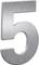 Cyfra '5' wykonana z szczotkowanego metalu, przedstawiona lekko pochylona.