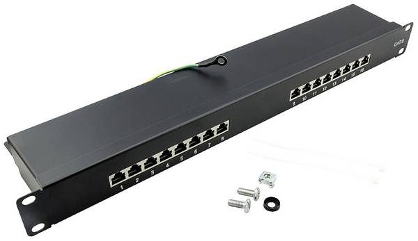 LogiLink NP0057 16 Portów Patch panel 483 mm (19") CAT 6 1 U wielobarwny