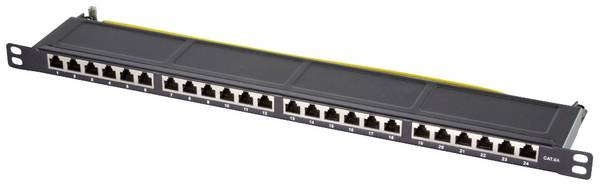 LogiLink NP0063 24 Porty Patch panel 483 mm (19") CAT 6a 0.5 U czarny Zamontowany