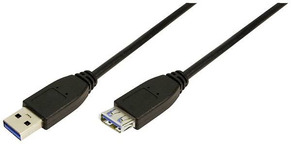 LogiLink Kabel USB USB 3.2 Gen1 Złącze męskie USB-A, Złącze żeńskie USB-A 1.00 m czarny styki pozłacane CU0041