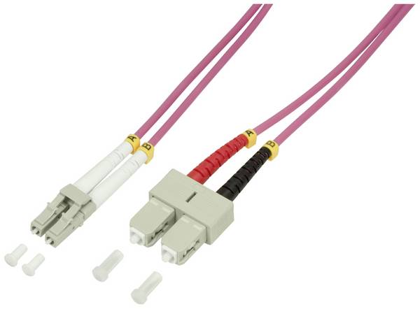 LogiLink FP4LS02 światłowodowe do światłowodów kabel 2.00 m fioletowy [1x złącze męskie LC - 1x złącze męskie SC] 50/125 µ Multimode OM4