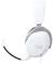 Białe słuchawki gamingowe z mikrofonem na ramiączku, z widocznym logo marki z boku.