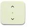 Prostokątny przełącznik ścienny z dwoma strzałkami, skierowanymi w górę i w dół, oraz zielonym światłem pośrodku, służący do sterowania funkcjami.