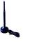 Czarna antena zewnętrzna z bazą i długim kablem, spoczywająca na powierzchni. Odpowiednia do wzmacniania sygnałów Wi-Fi.