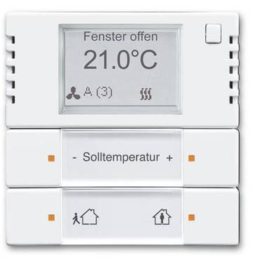 Cyfrowy termostat wskazuje 'okno otwarte' i 21,0°C. Poniżej znajdują się przyciski do ustawiania temperatury docelowej oraz symbole trybów domowych.
