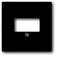 Czarna płyta z tworzywa sztucznego z prostokątnym wycięciem pośrodku i centryczną śrubą pod spodem. Odpowiednia do montażu gniazd elektrycznych.