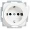 Biała wtyczka z zabezpieczeniem przed dziećmi, bez ramki.
