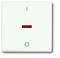 Biały włącznik światła z czerwoną lampką kontrolną, symbolizujący funkcję włączania/wyłączania.