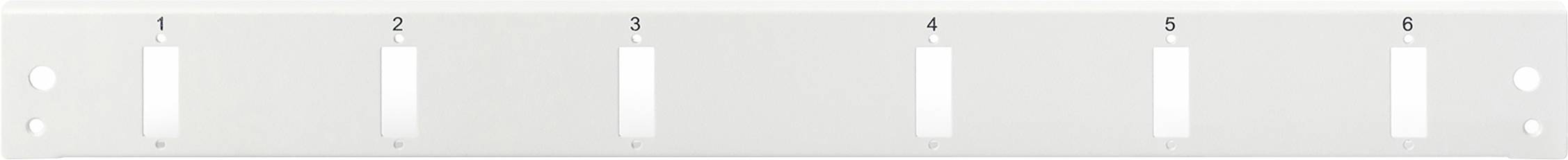 Obudowa rack z sześcioma numerowanymi slotami, odpowiednia do użytku sieciowego lub serwerowego.