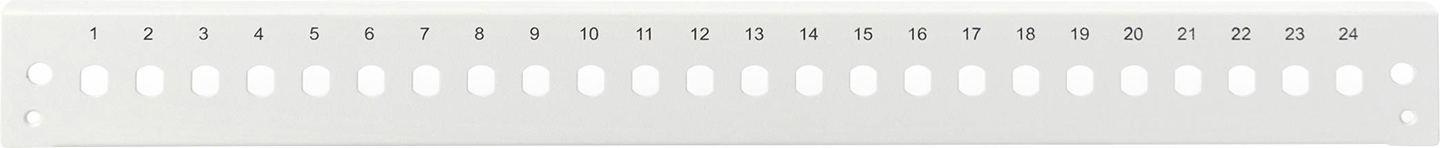 Biały klucz do regulacji półek z numerowanymi otworami od 1 do 28, służący do dostosowywania wysokości półek.