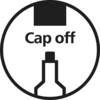 Symbol z napisem 'Cap off' przedstawia otwarte opakowanie.