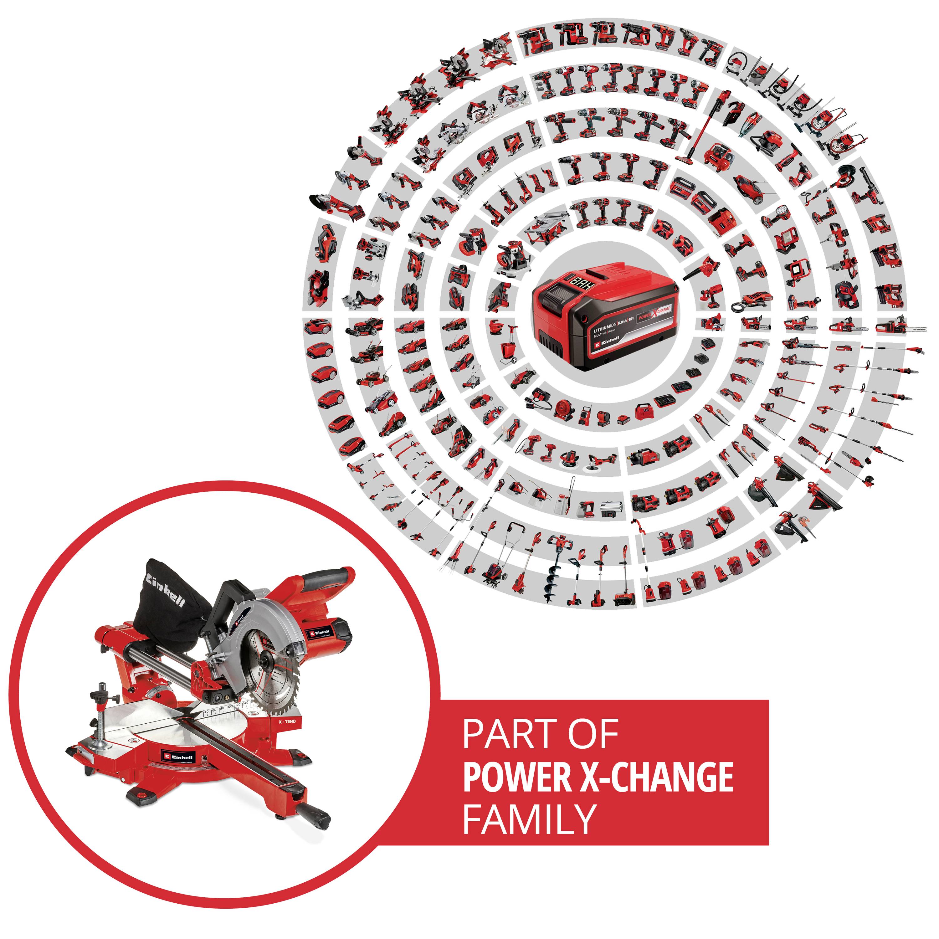 Торцювальна пилка Einhell Power X-Change TE-SM 36/210 Li - Solo 4300880, 1 шт., з подачею