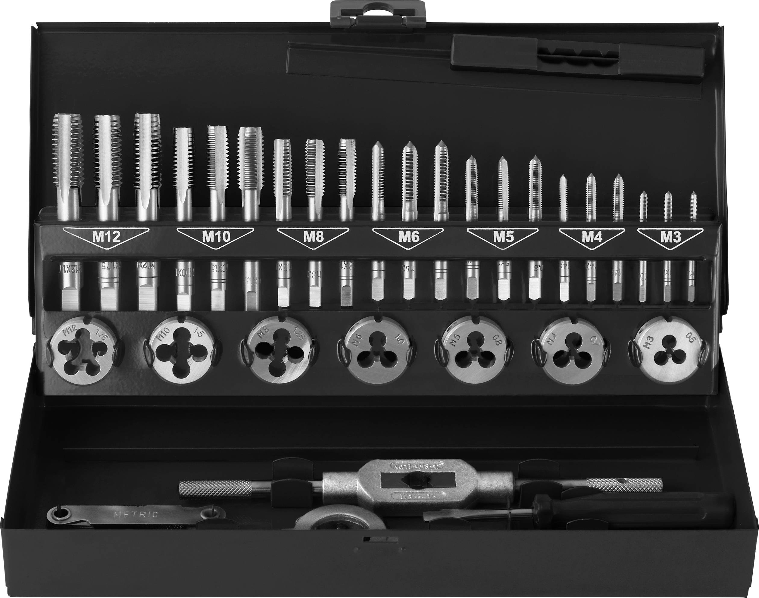 Набір мітчиків TOOLCRAFT TO-7015521 M3 x 0,50, M4 x 0,70, M5 x 0,80, M6 x 1, M8 x 1,25, M10 x 1,50, M12 x 1,75