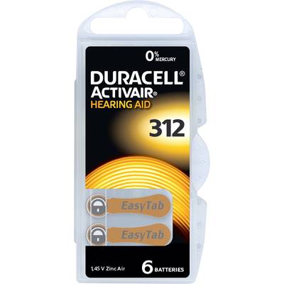 Bateria do aparatu słuchowego ZA 312 Duracell Activair 312 1.45 V 6 szt. 160 mAh cynkowo-powietrzne