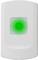 Biały włącznik naścienny z zielonym podświetleniem LED w środku.