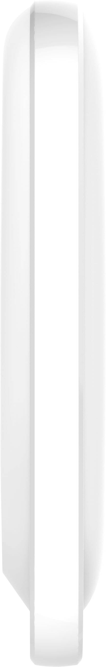 Biała, prostokątna forma widziana z boku, przypominająca pionową skrzynkę, pozbawiona widocznych szczegółów lub oznaczeń.