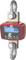 Cyfrowa waga wisząca w kolorze czerwonym z niebieskim wyświetlaczem pokazującym '0.0 kg'. Wyposażona w solidne metalowe haki u góry i u dołu.