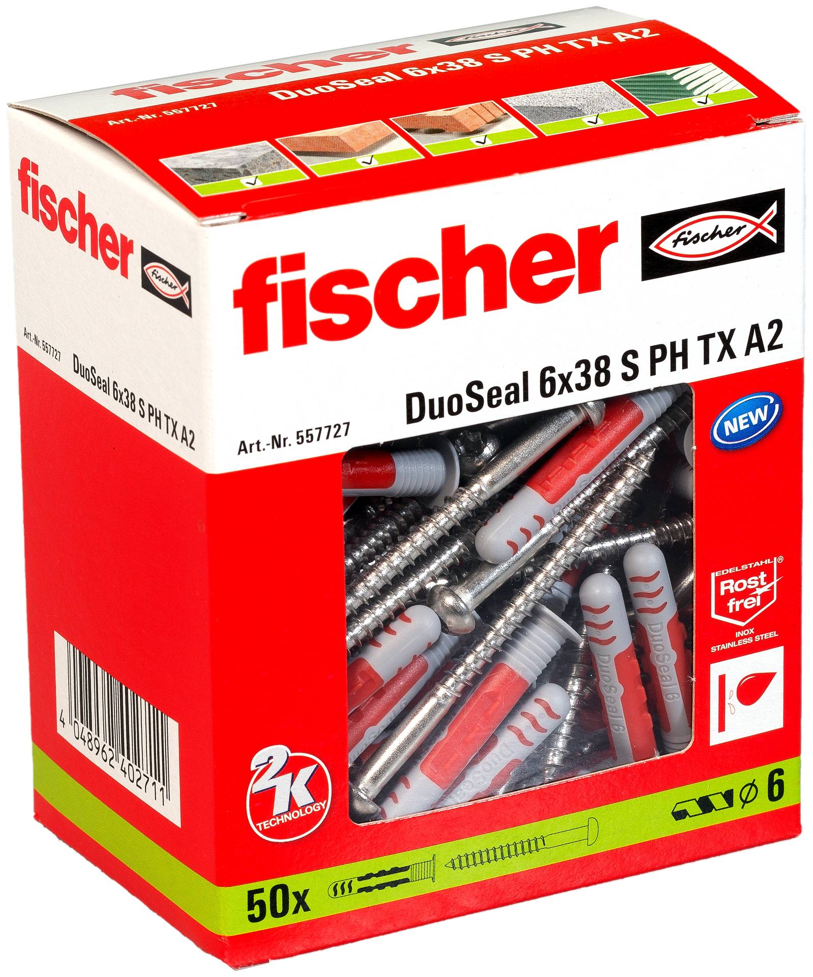 Fischer 557727 DuoSeal Kołek 38 mm 6 mm 50 szt.