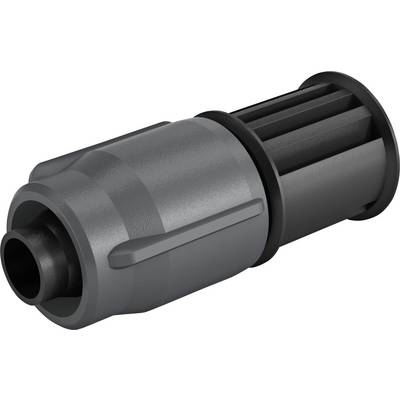 Szary element z tworzywa sztucznego, przypominający adapter zamykający, z obszarem żebrowanym i gładkim, przedstawiony po prawej stronie.