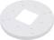 Okrągła, biała płyta z tworzywa sztucznego z wieloma otworami i kwadratowym wycięciem pośrodku. Nadająca się do mocowania.