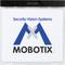 Logo z tekstem 'Security-Vision-Systems' i 'MOBOTIX'. Przedstawia stylizowaną literę 'M' w kolorze niebieskim z szarym 'X' pośrodku.