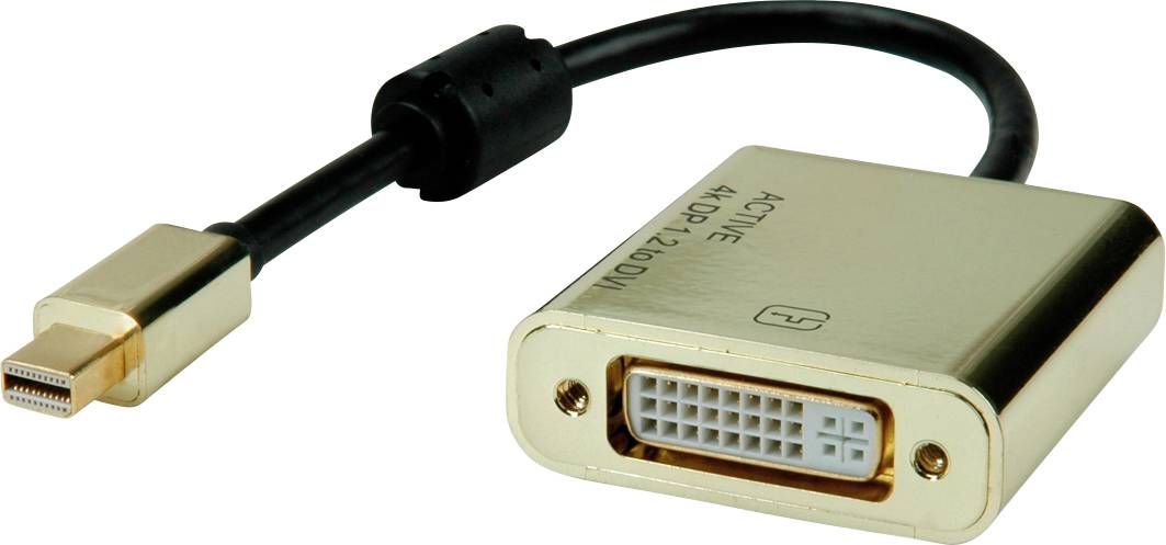Kabel adapter z wtyczką Mini DisplayPort na gniazdo DVI, pozłacany, do podłączania komputerów z monitorami lub projektorami.