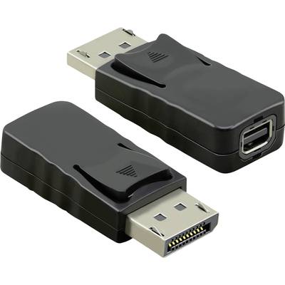 Czarny adapter DisplayPort z metalowym wtykiem i złączem USB, służący do łączenia urządzeń o różnych interfejsach.