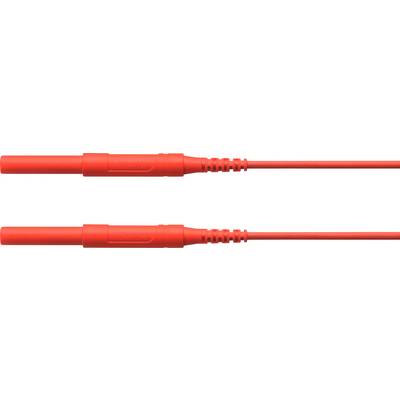Dwa czerwone kable z wtyczkami na obu końcach, ułożone równolegle. Używane głównie do podłączania urządzeń elektronicznych.