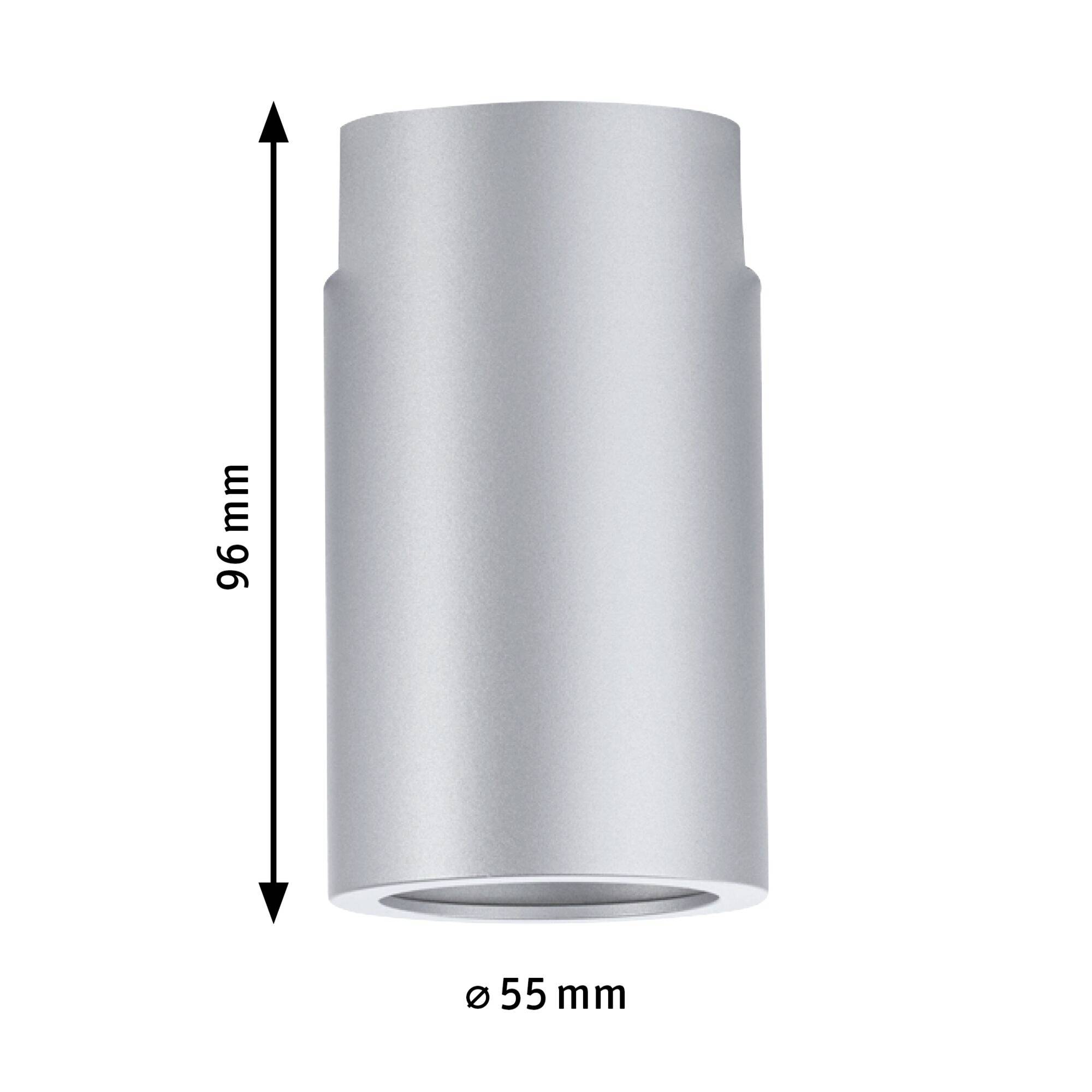 Cylindryczna, srebrna część o wysokości 96 mm i średnicy 55 mm.