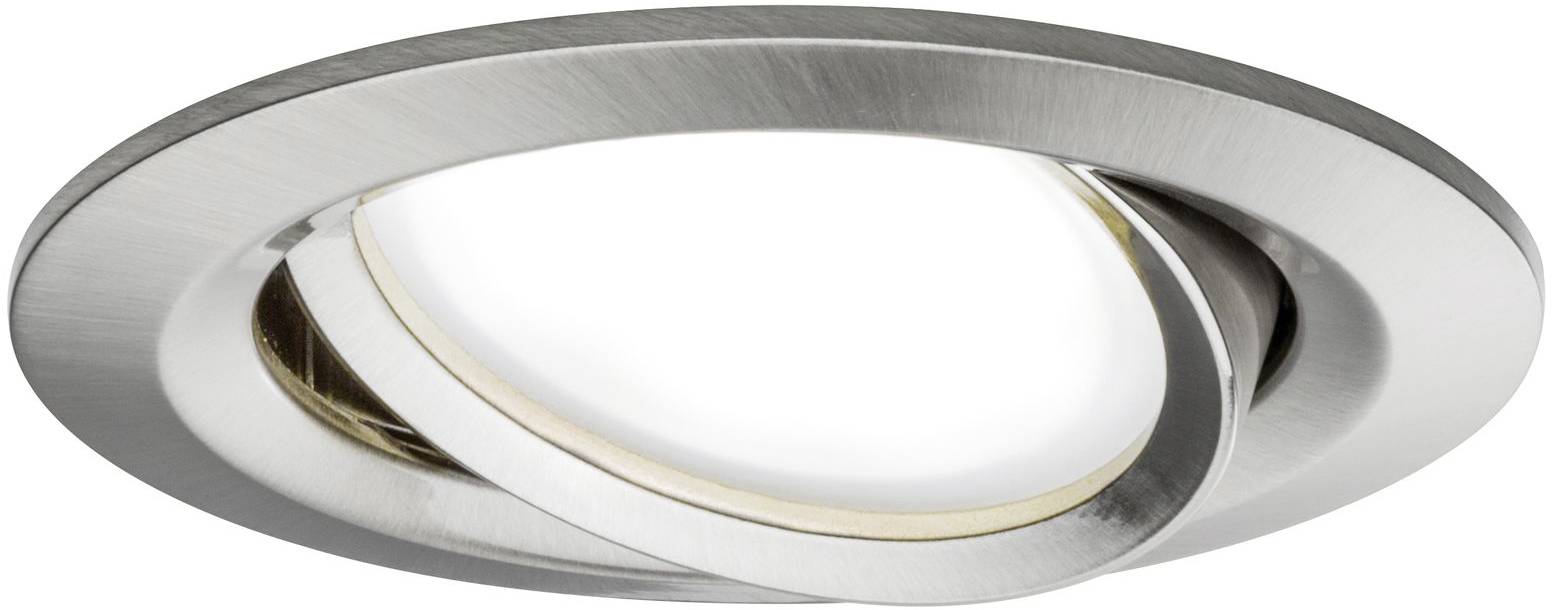 Nowoczesny, okrągły reflektor wpuszczany w wykończeniu szczotkowanej stali nierdzewnej z obrotowym źródłem światła. Nadaje się do montażu sufitowego.
