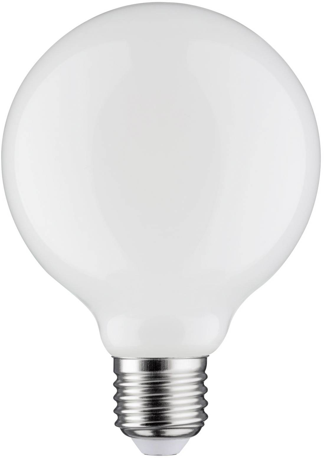 Biała żarówka z metalową oprawką, przedstawiona na neutralnym tle.