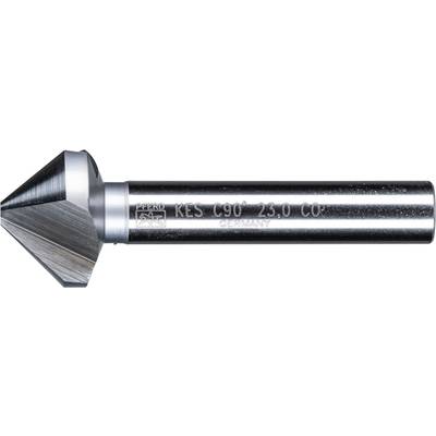 Wiertło metalowe ze stożkowym czubkiem i cylindrycznym trzonkiem, z napisem 'KES C90 25.0 CO GERMANY'.