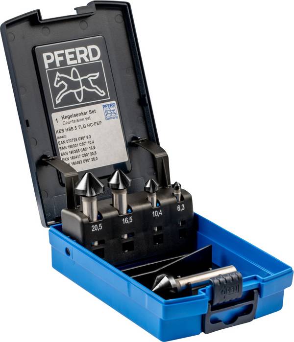 Pogłębiacz stożkowy zestaw PFERD TOOLS SET KES HSS DIN 335 C90° 5 HC-FEP 25202159 1 szt.