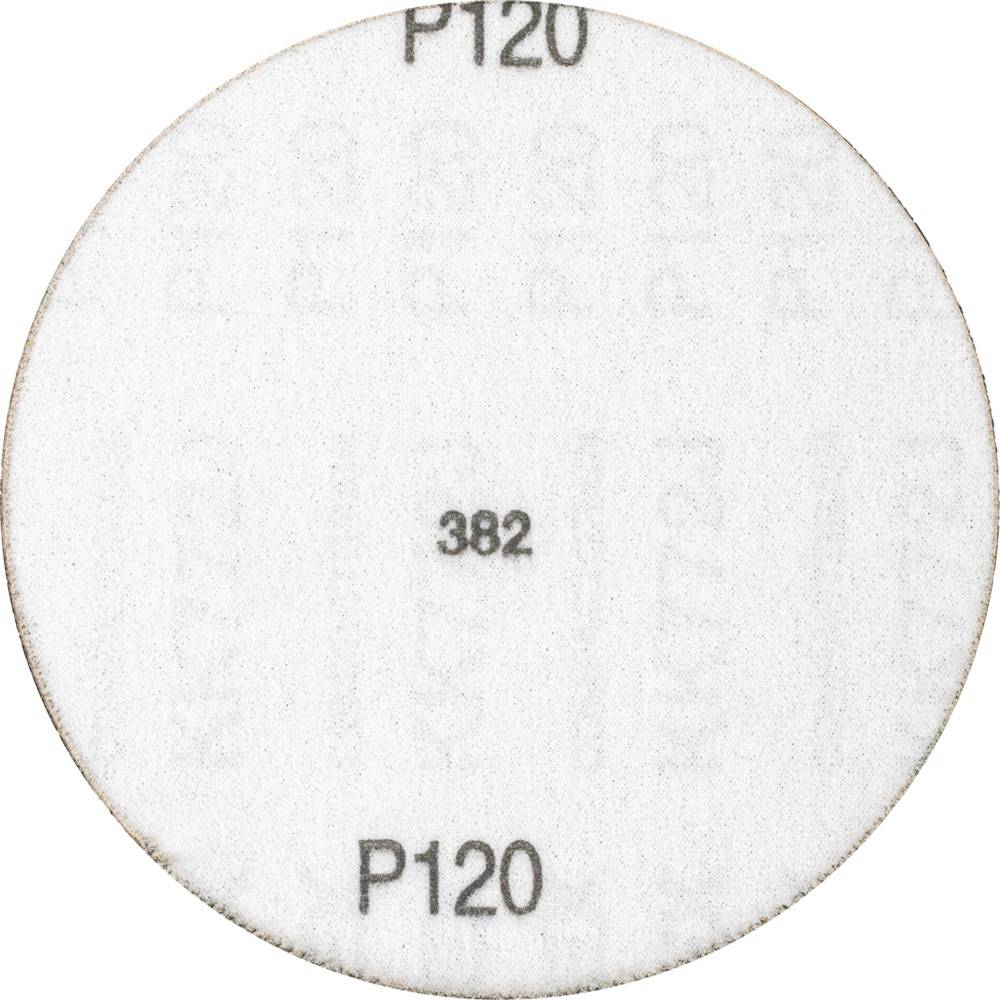 Papier ścierny krążkowy o ziarnistości P120 i numerze 382. Odpowiedni do wygładzania powierzchni.