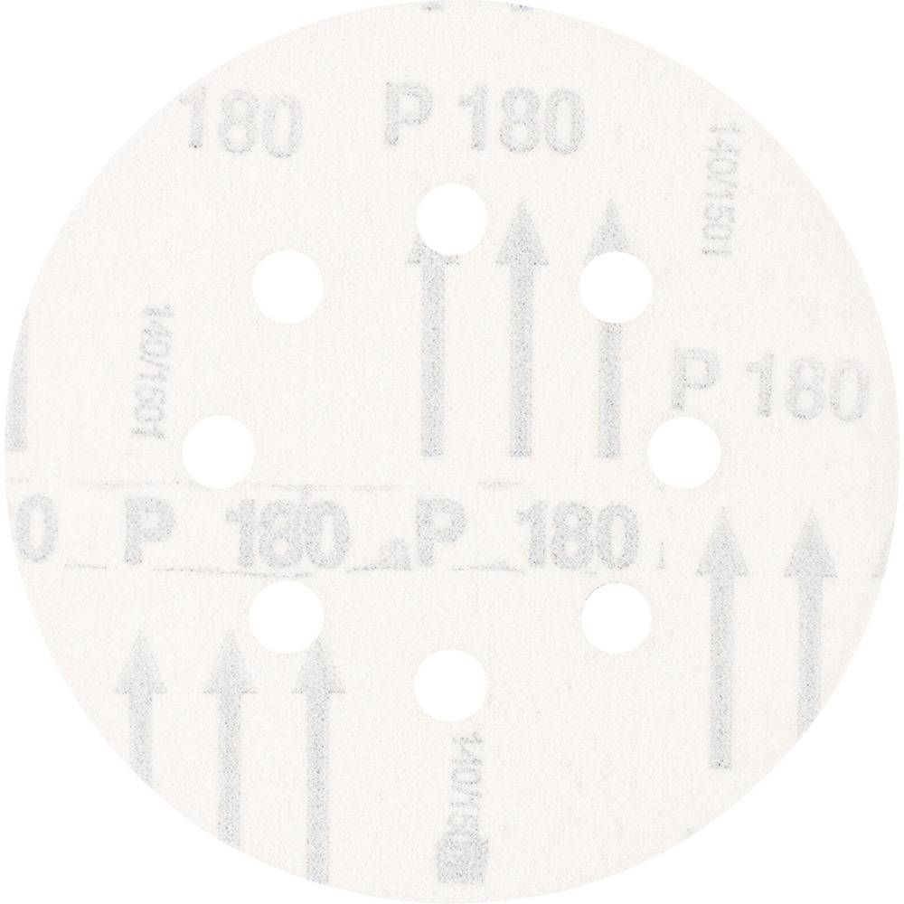 Okrągła tarcza szlifierska z dziewięcioma otworami, ziarnistość P180.