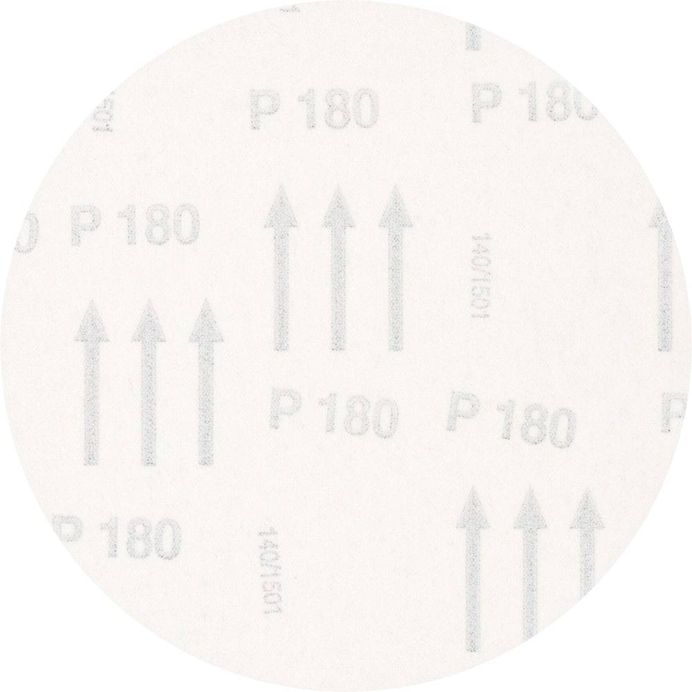 Papier ścierny o ziarnistości P180, z białym spodem z nadrukowanymi szarymi strzałkami oraz tekstem 'P180'.