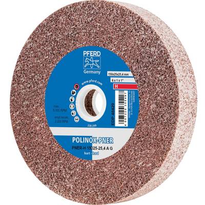 Tarcza szlifierska firmy PFERD, model POLINOX PNER-H 150x25-25 A G, 15x25x25,4 mm, o maksymalnej prędkości obrotowej 5.190 obr./min.