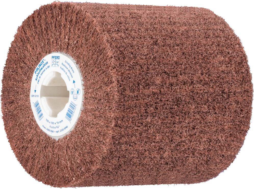 PFERD TOOLS 44641028 Шліфувальний циліндр з нетканого матеріалу POLINOX PNL Ø 100 x 100 мм, шліц 19 мм A 280 для тонкого шліфуванн