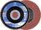 Tarcza szlifierska z centralną tarczą metalową i czerwonymi lamelkami ściernymi, odpowiednia do stali nierdzewnej i aluminium, marka Pferd.