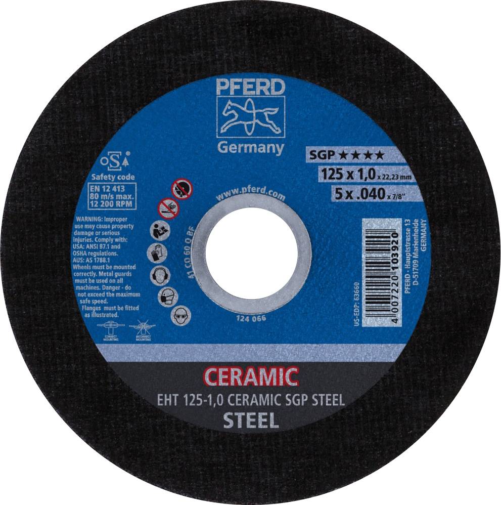 Прямий відрізний диск PFERD TOOLS CERAMIC SGP STEEL 61312510 125 мм 25 шт.