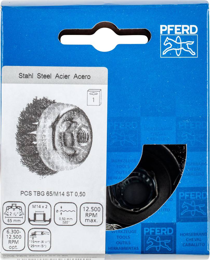PFERD TOOLS Щітка чашкова плетена TBG Ø 65 мм Дріт сталевий M14 Ø 0,50 для POS кутової шліфувальної машини TBG 65/M14 ST 0,50 4330