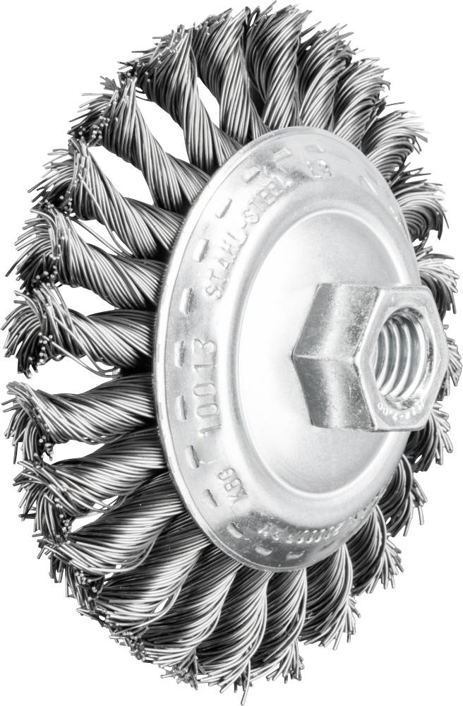 Щітка для скошування вузлуватих різців PFERD TOOLS KBG Ø 100 x 13 мм Сталевий дріт M14 Ø 0,50 для кутових шліфувальних машин POS K