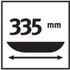Średnica 335 mm obiektu okrągłego, przedstawiona za pomocą symbolu ze strzałką.