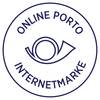 Obraz przedstawia logo Deutsche Post z napisem 'Online Porto Internetmarke' w kształcie koła.